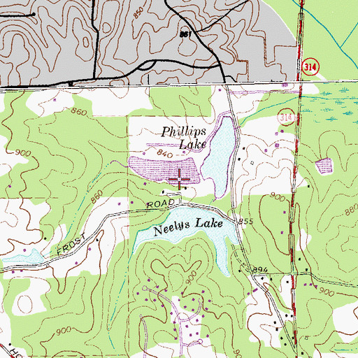 Topographic Map of Phillips Lake Dam West, GA