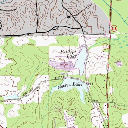 Topographic Map of Phillips Lake West, GA