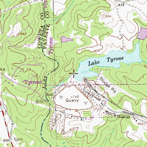 Topographic Map of Lake Tyrone Dam, GA