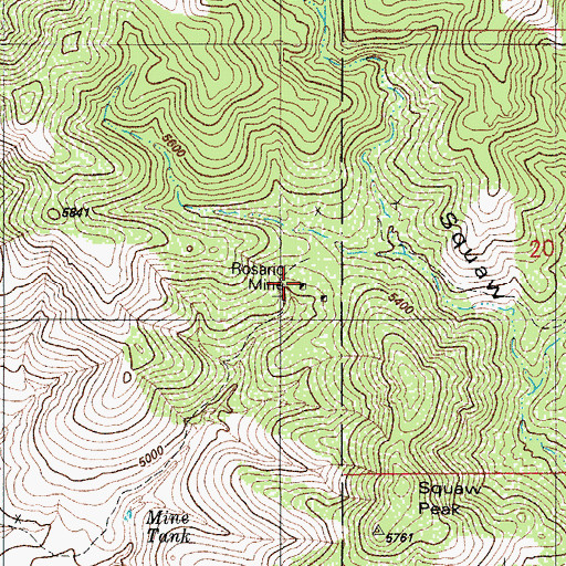 Topographic Map of Rosario Mine, AZ