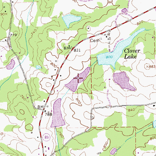 Topographic Map of Oakley Lake, GA