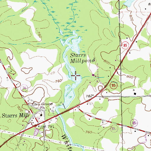 Topographic Map of Starrs Millpond Dam, GA