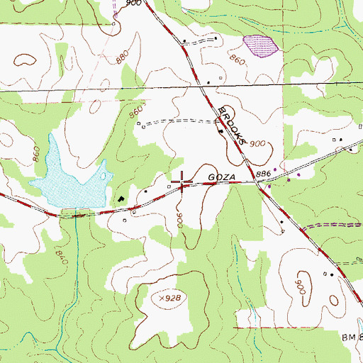 Topographic Map of Goza Lake, GA