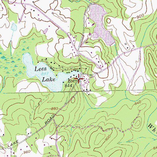 Topographic Map of Lees Lake Dam, GA