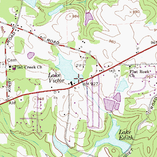 Topographic Map of Lake Victor Dam, GA