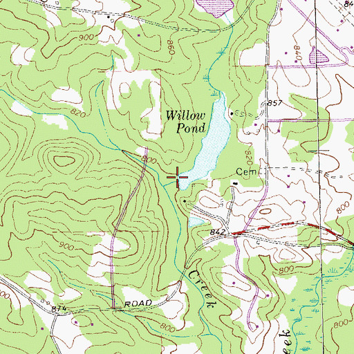 Topographic Map of Willow Pond Dam, GA