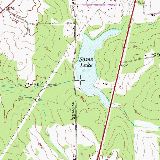Topographic Map of Sams Lake Dam, GA