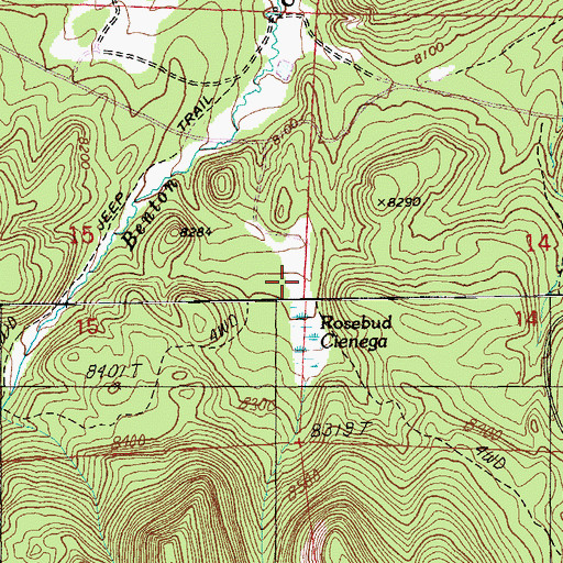 Topographic Map of Rosebud, AZ