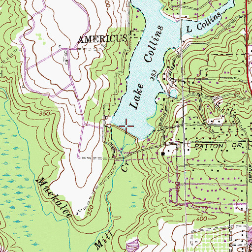 Topographic Map of Lake Collins Dam, GA