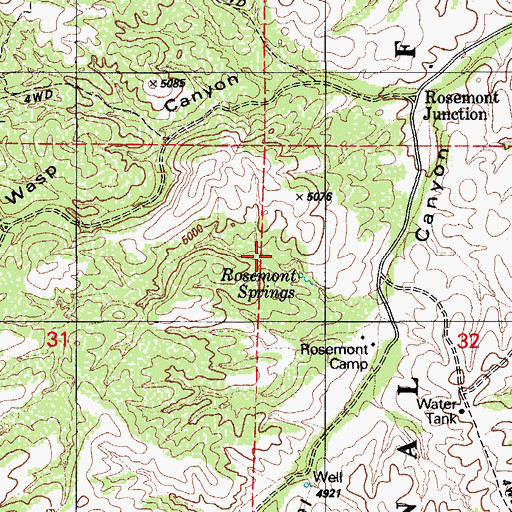 Topographic Map of Rosemont Springs, AZ