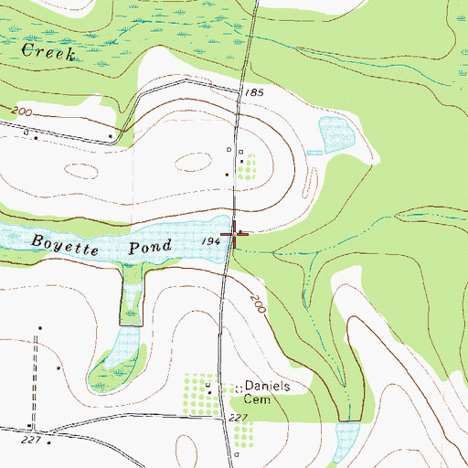 Topographic Map of Boyette Pond Dam, GA