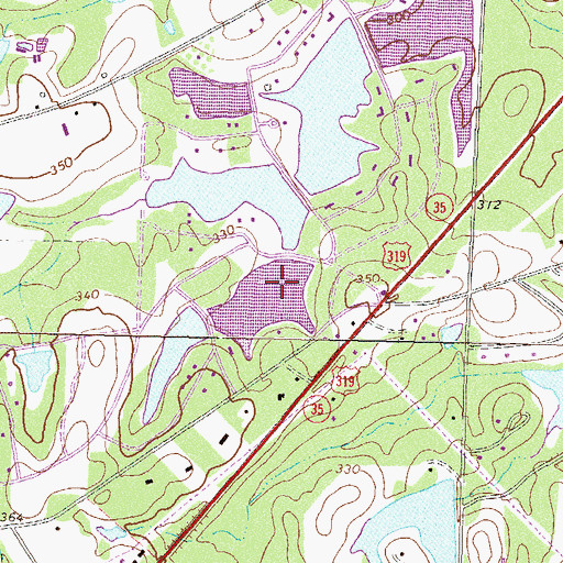 Topographic Map of Adcock-Morris Lake Number One Dam, GA