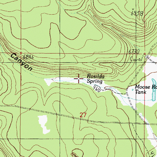 Topographic Map of Rosilda Spring, AZ