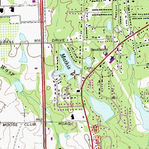Topographic Map of Mathis Lake Dam, GA