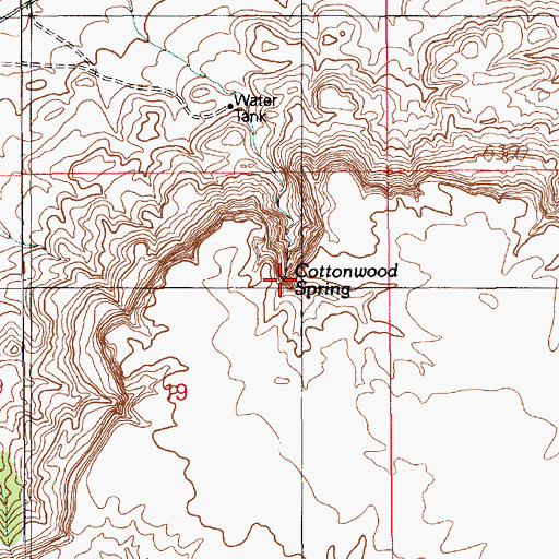 Topographic Map of Cottonwood Spring, AZ