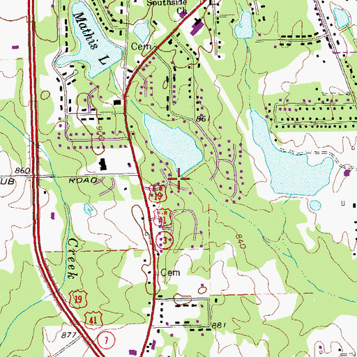 Topographic Map of Louise Lake Dam, GA