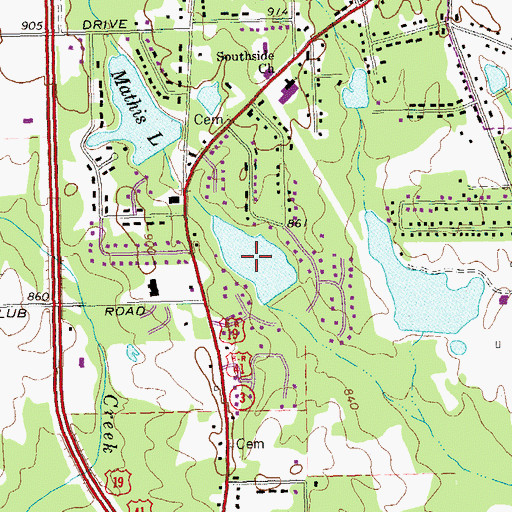 Topographic Map of Louise Lake, GA
