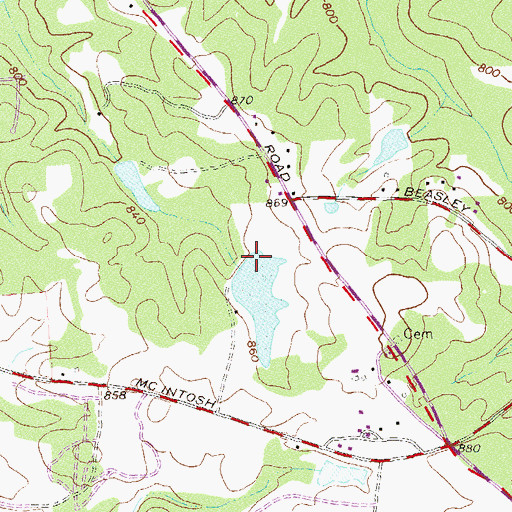 Topographic Map of Cheatam Lake Dam, GA