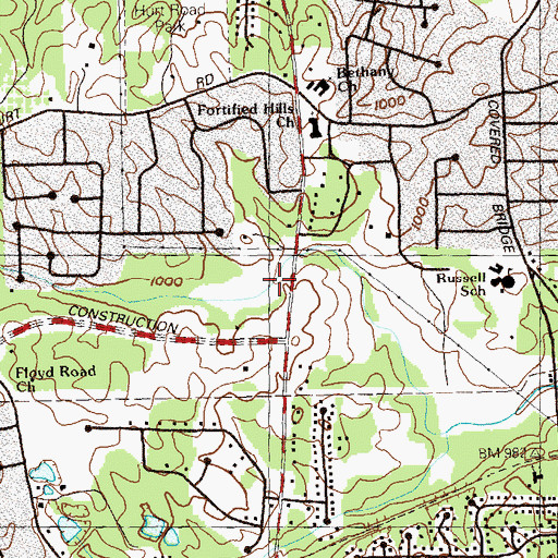 Topographic Map of Hicks Lake, GA