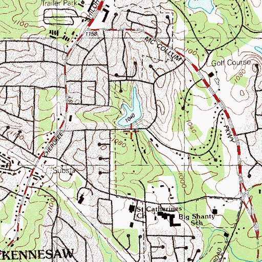 Topographic Map of Pinetree Country Club Dam, GA