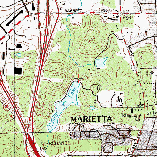 Topographic Map of Laura Lake Dam, GA