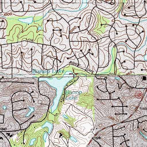 Topographic Map of Bishop Lake Dam, GA