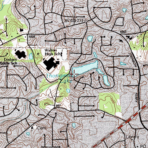 Topographic Map of Thompson Lake Dam, GA