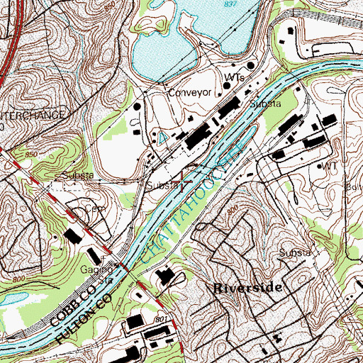 Topographic Map of Ash Pond Four Dam, GA