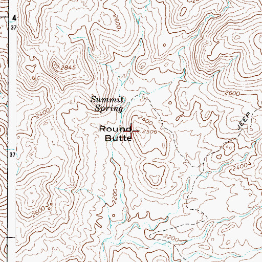 Topographic Map of Round Butte, AZ