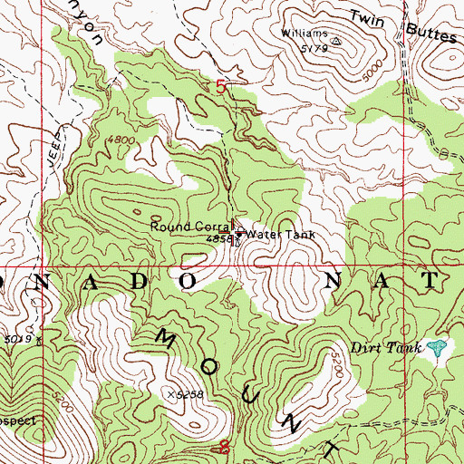 Topographic Map of Round Corral, AZ