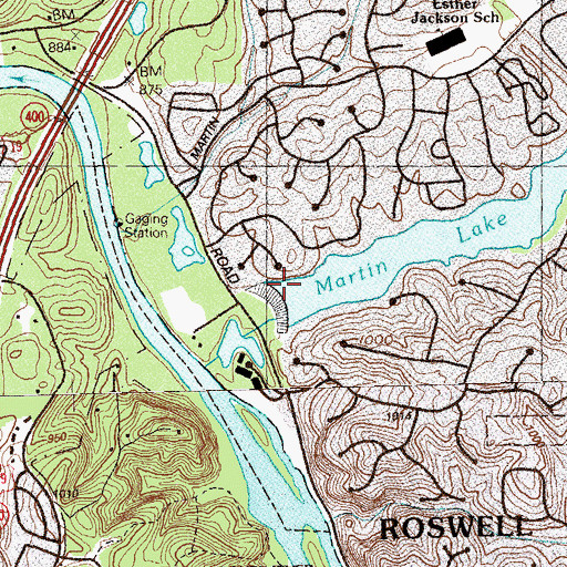 Topographic Map of Martins Landing Lake, GA