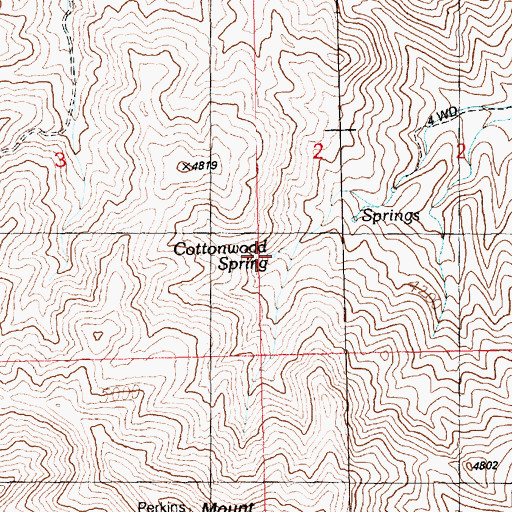 Topographic Map of Cottonwood Spring, AZ