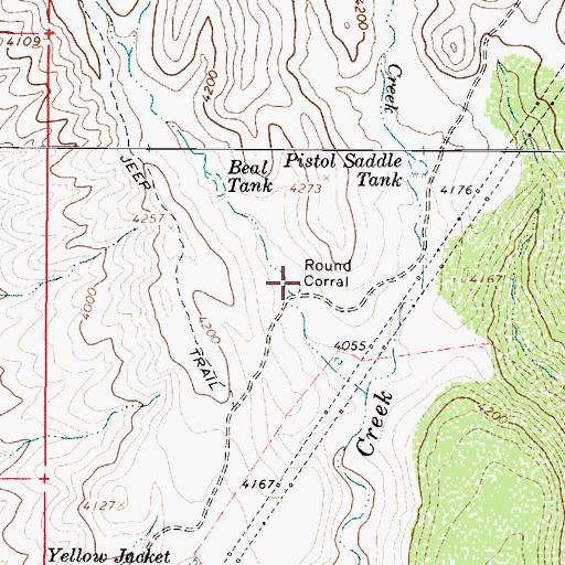 Topographic Map of Round Corral, AZ