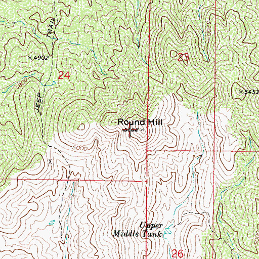 Topographic Map of Round Hill, AZ