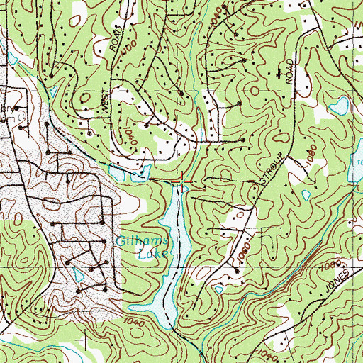 Topographic Map of Gilhams Lake Dam, GA