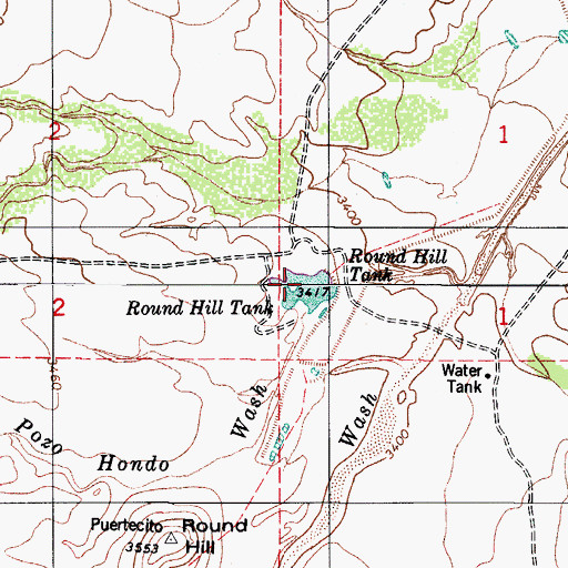 Topographic Map of Round Hill Tank, AZ