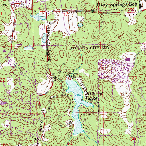 Topographic Map of Lake Niskey Dam, GA