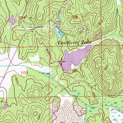 Topographic Map of Vandivers Lake Dam, GA