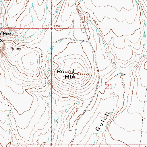 Topographic Map of Round Mountain, AZ