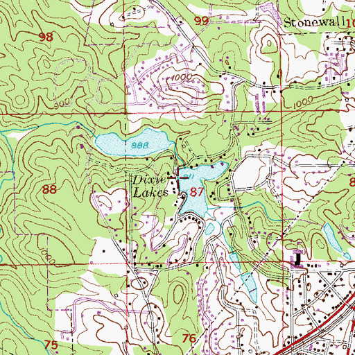 Topographic Map of Dixie Lake Number Two Dam, GA
