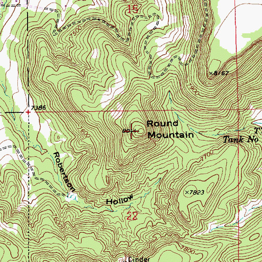 Topographic Map of Round Mountain, AZ