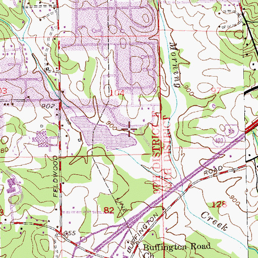 Topographic Map of Lake Feldwood Dam, GA