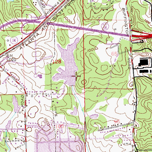 Topographic Map of Lake Estes Dam, GA