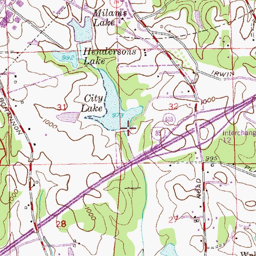 Topographic Map of City Lake Dam, GA