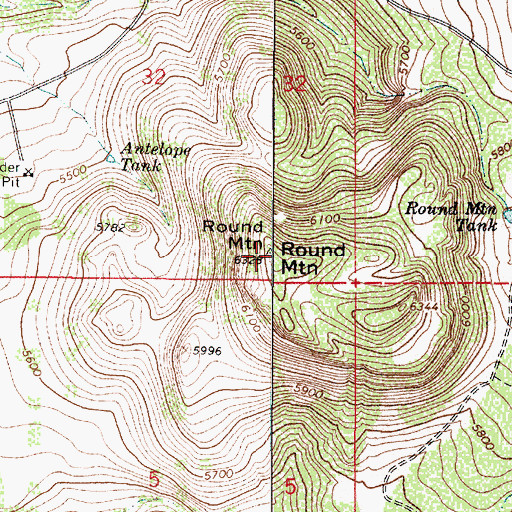 Topographic Map of Round Mountain, AZ