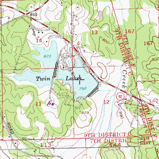 Topographic Map of Twin Lakes Number 2, GA