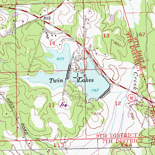 Topographic Map of Upper Twin Lake, GA