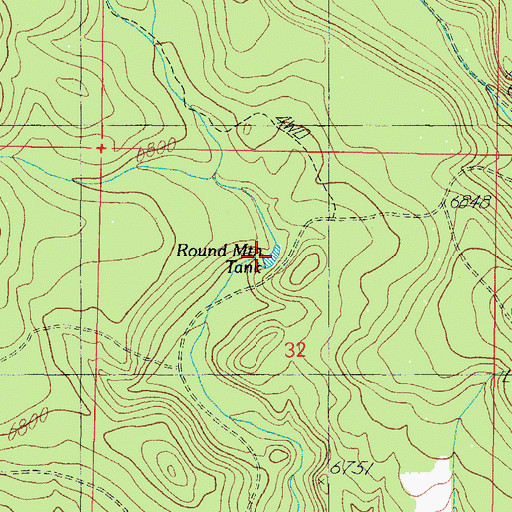 Topographic Map of Round Mountain Tank, AZ