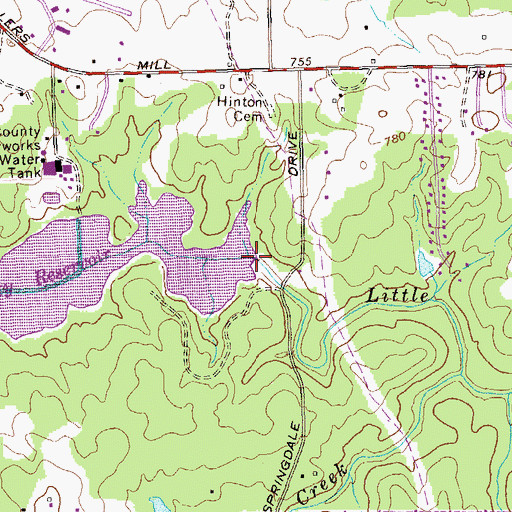 Topographic Map of Clayton County Reservoir Dam, GA