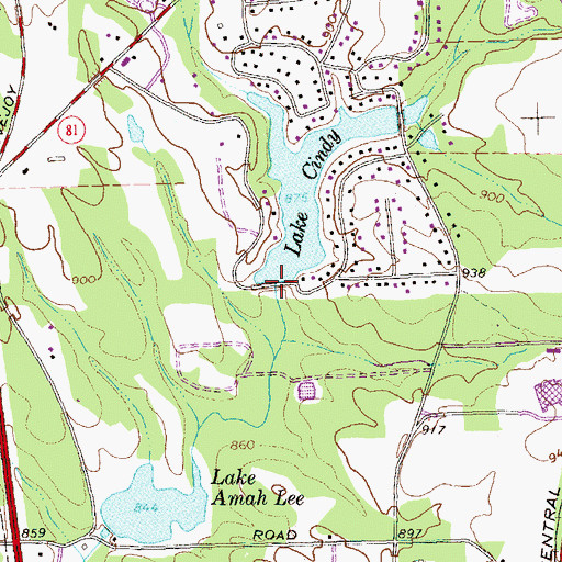 Topographic Map of Cindy Lake Dam, GA